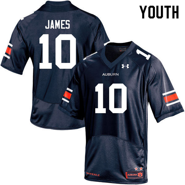 Auburn Tigers Youth D.J. James #10 Navy Under Armour Stitched College 2022 NCAA Authentic Football Jersey OUU0174JM